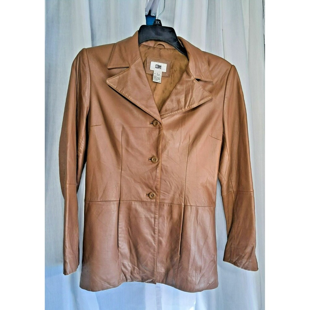 Vintage BP. Women's Lamb Skin Leather Jacket Size L Retro 70's Dark Tan